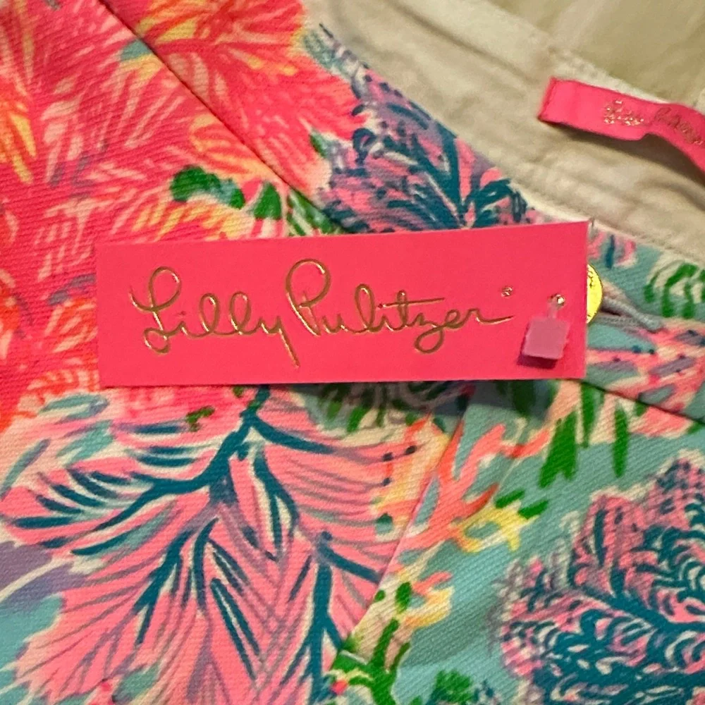 Lilly Pulitzer High Waist Floral Shorts - Pink and Green - Picture 3 of 5